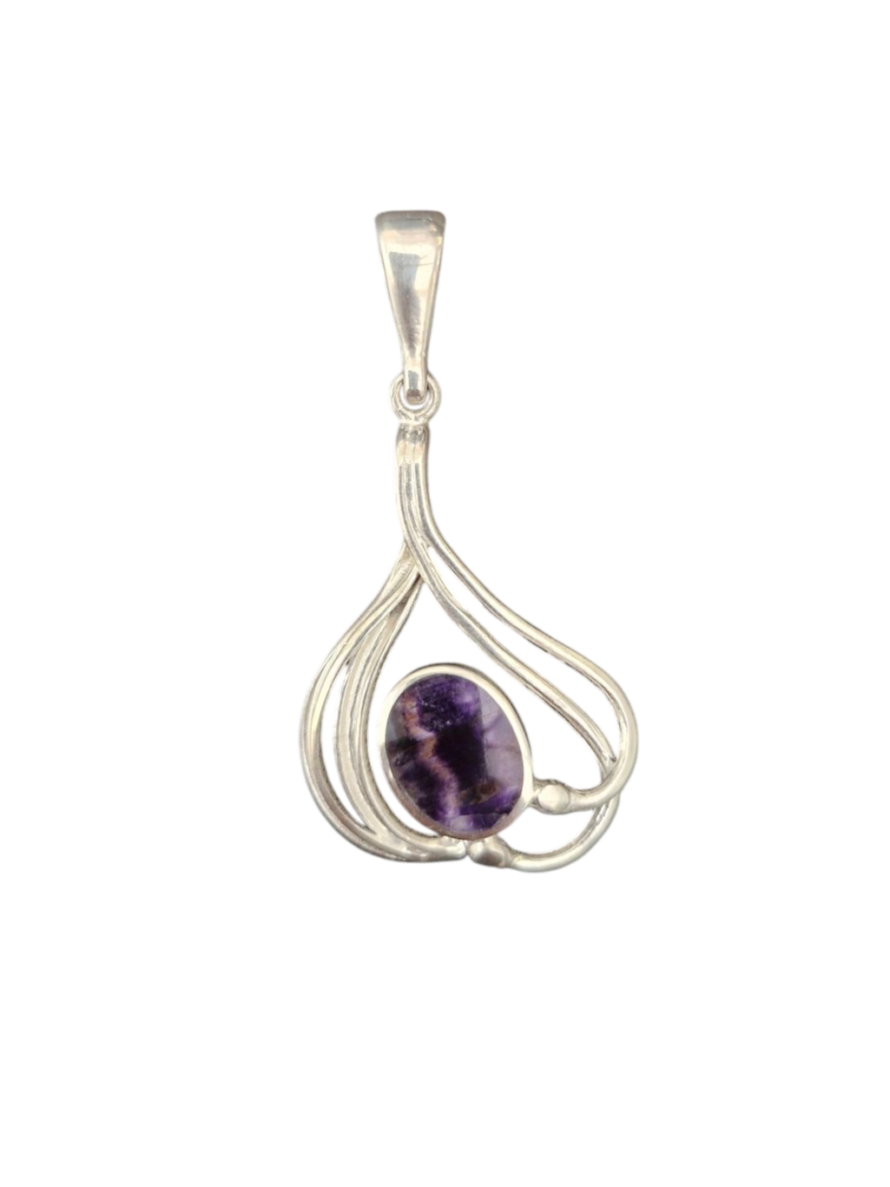 Silver Swirl design Blue John Pendant