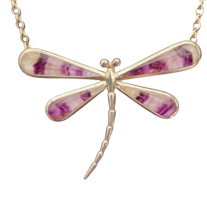 Handmade Large Blue John Dragonfly Necklet