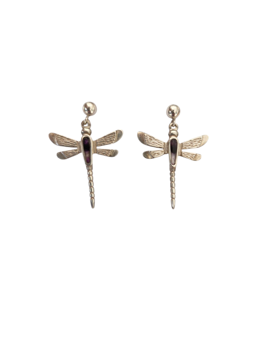 Handmade Blue John Dragonfly Stud Earrings "SALE"