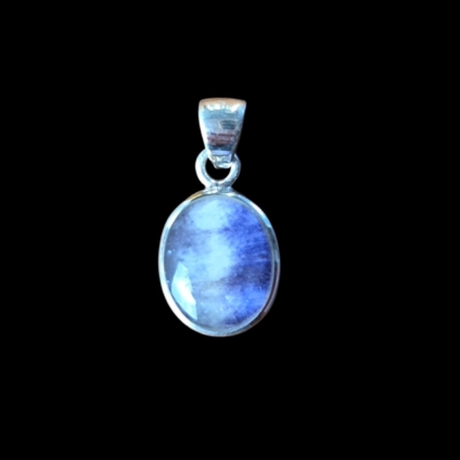 Small Plain Oval Blue John and Sterling Silver Pendant