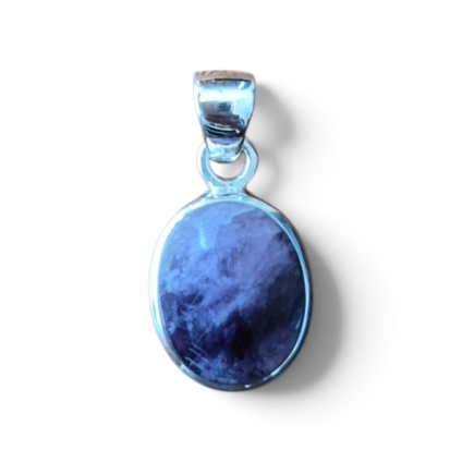 Small Plain Oval Blue John and Sterling Silver Pendant