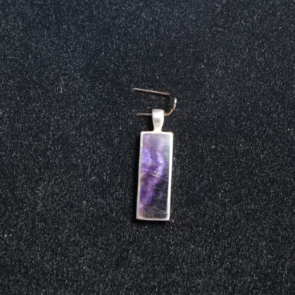 Medium Rectangular Blue John and Sterling Silver Pendant