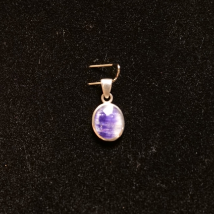 Small Plain Oval Blue John and Sterling Silver Pendant