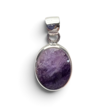Small Plain Oval Blue John and Sterling Silver Pendant