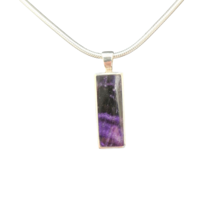 Medium Rectangular Blue John and Sterling Silver Pendant