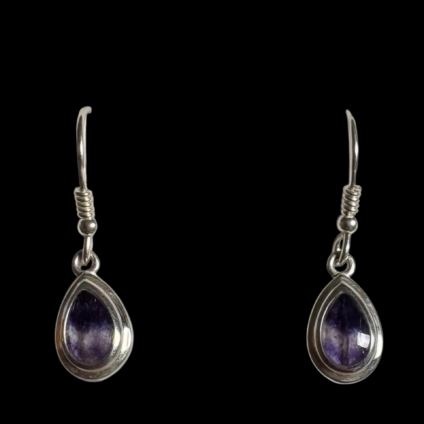 Sterling Silver and Blue John Peardrop Drop Earrings