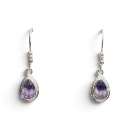 Sterling Silver and Blue John Peardrop Drop Earrings