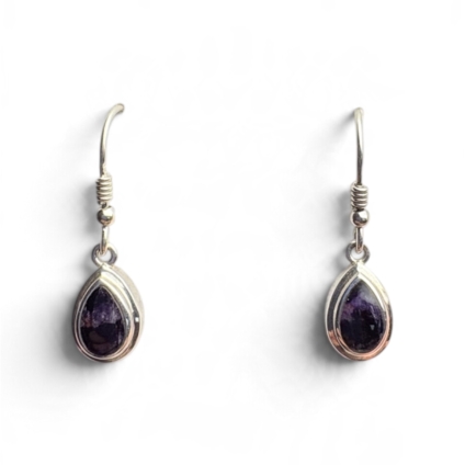 Sterling Silver and Blue John Peardrop Drop Earrings