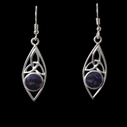 Blue John and Sterling Silver Celtic Style Drop Earrings