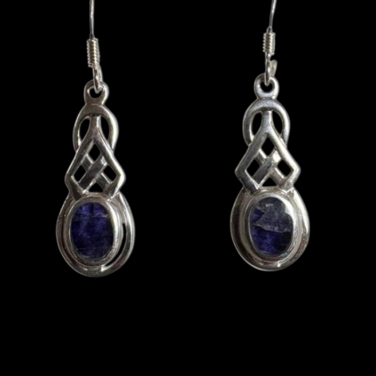 Sterling Silver and Blue John Celtic Drop Earrings