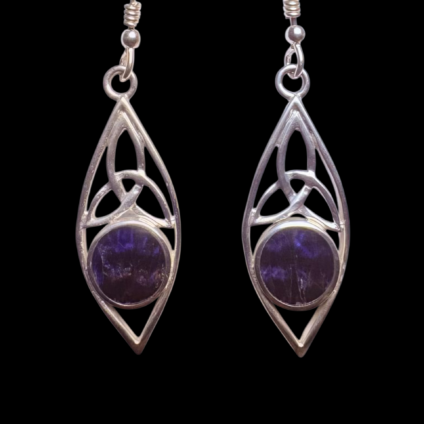 Blue John and Sterling Silver Celtic Style Drop Earrings