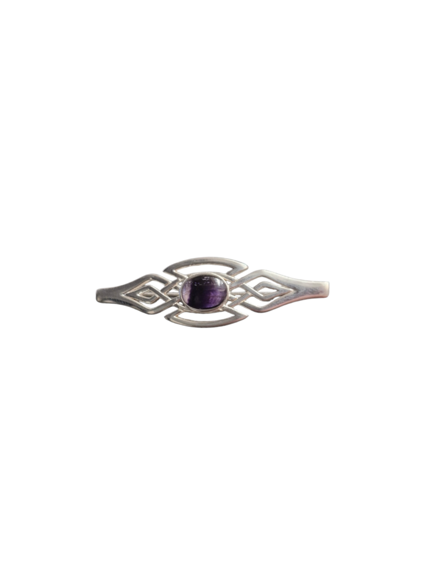 Blue John and Sterling Silver Celtic Style Brooch