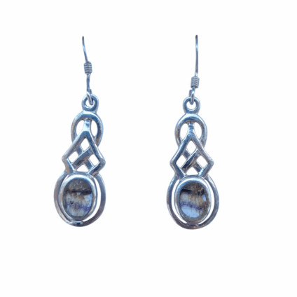 Sterling Silver and Blue John Celtic Drop Earrings