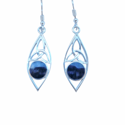 Blue John and Sterling Silver Celtic Style Drop Earrings