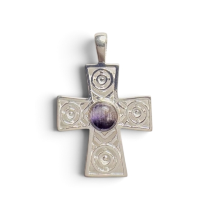 Sterling Silver and Blue John patterned Cross Pendant