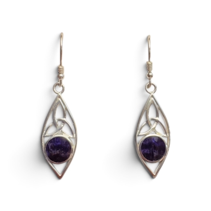 Blue John and Sterling Silver Celtic Style Drop Earrings