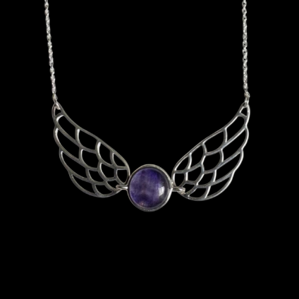 Sterling Silver and Blue John Angel Wings Necklet