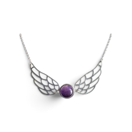 Sterling Silver and Blue John Angel Wings Necklet