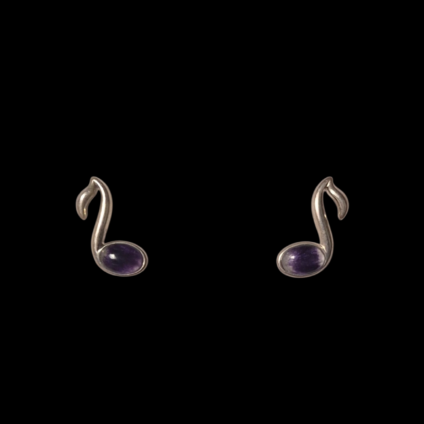 Sterling Silver and Blue John Music Note Earrings