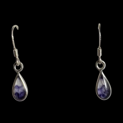 Sterling Silver and Blue John Tear Drop Earrings