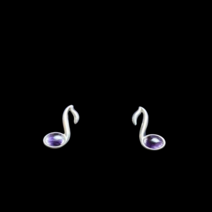 Sterling Silver and Blue John Music Note Earrings