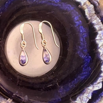 Sterling Silver and Blue John Tear Drop Earrings