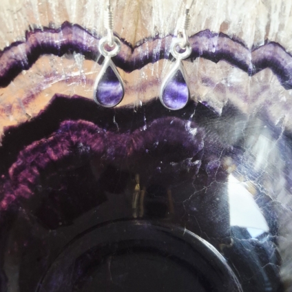Sterling Silver and Blue John Tear Drop Earrings