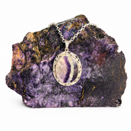 Large Handmade Sterling Silver and Blue John Pendant