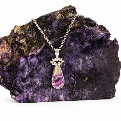 Handmade Sterling Silver and Blue John Double Sided Teardrop Pendant