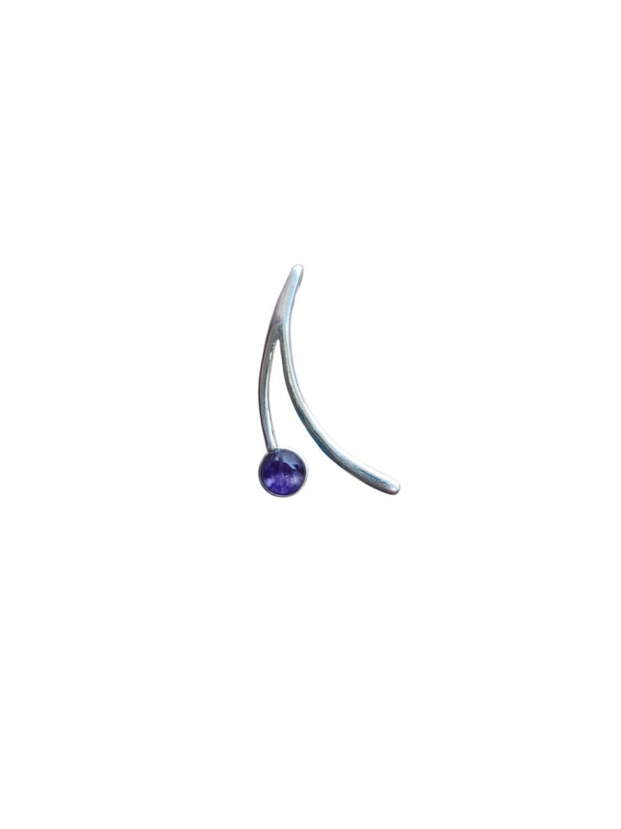 Medium Modern Sterling Silver and Blue John Drop Pendant