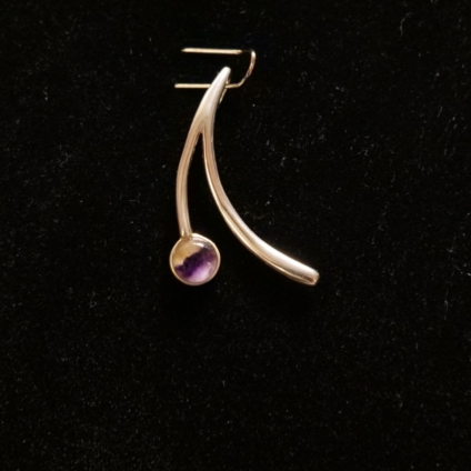 Medium Modern Sterling Silver and Blue John Drop Pendant