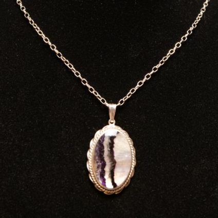 Handmade Sterling Silver and Blue John Twist Style Pendant