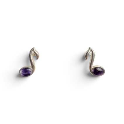 Sterling Silver and Blue John Music Note Earrings