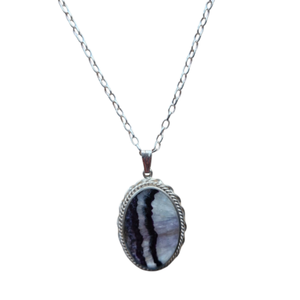 Handmade Sterling Silver and Blue John Twist Style Pendant