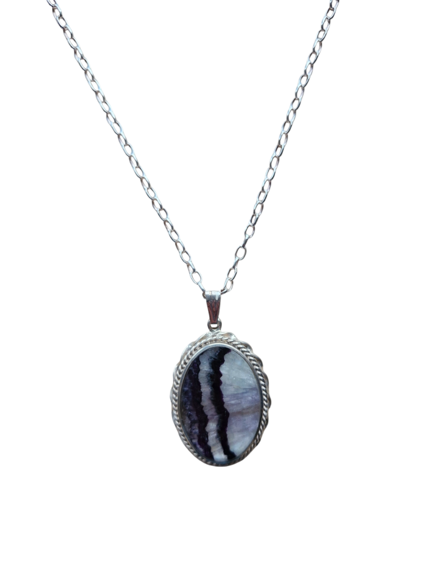 Handmade Sterling Silver and Blue John Twist Style Pendant