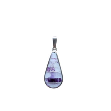 Handmade Sterling Silver Teardrop Pendant with Mosaic Style Blue John