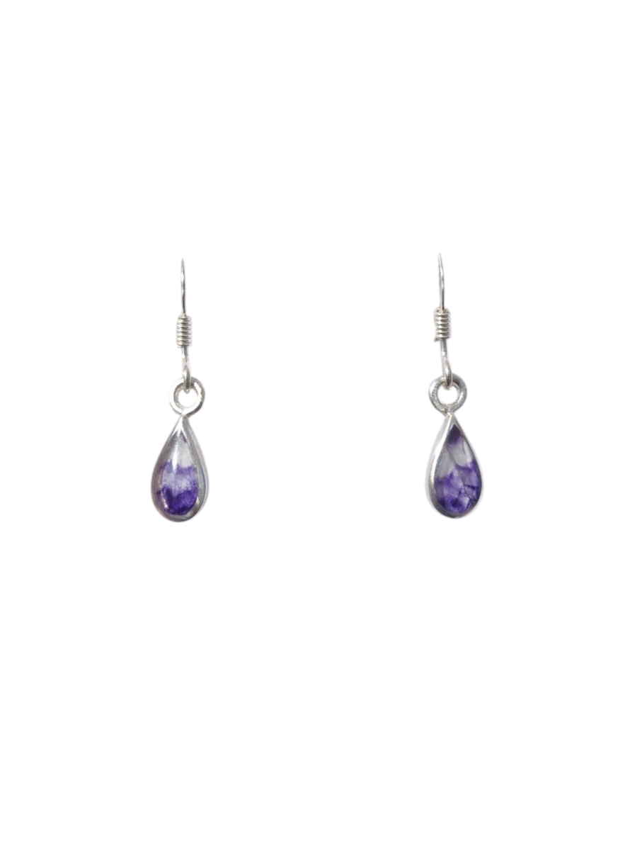 Sterling Silver and Blue John Tear Drop Earrings