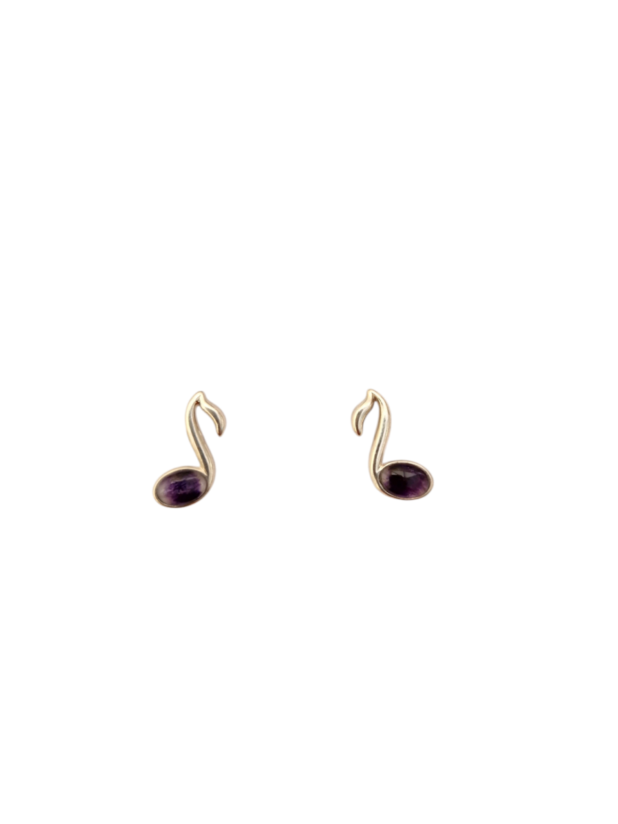 Sterling Silver and Blue John Music Note Earrings