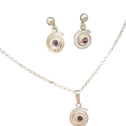 Handmade Sterling Silver and Blue John Pendant and Earrings Set "SALE"