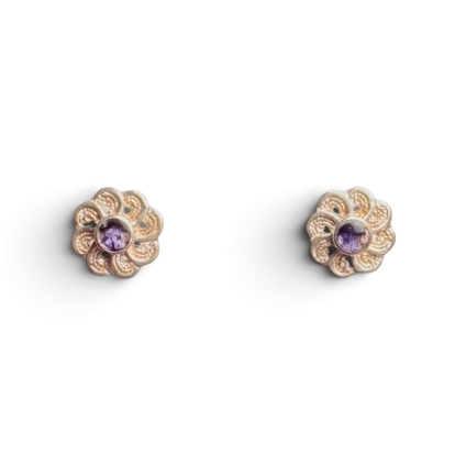 Sterling Silver and Blue John Filligree Design Stud Earrings