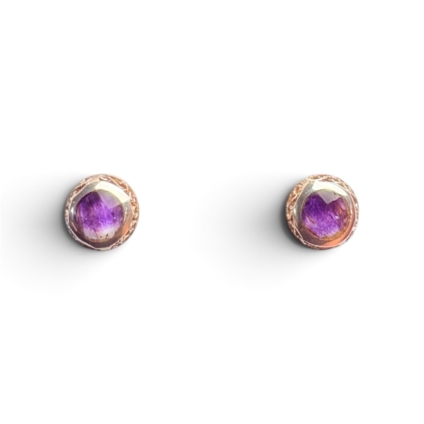 Small Sterling Silver and Blue John Lace Design Stud Earrings