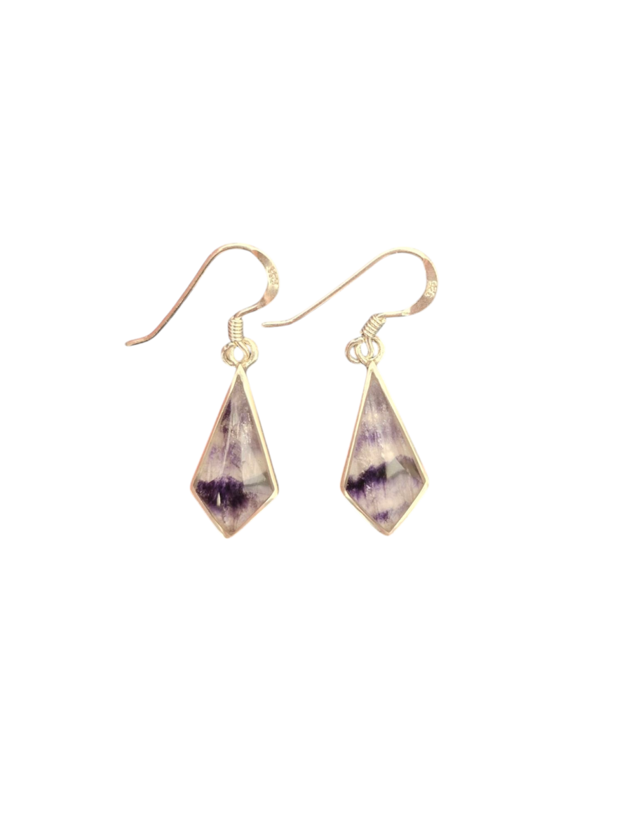 Sterling Silver and Blue John Kite Shaped Earrings