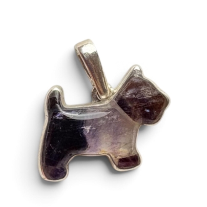 Blue John and Sterling Silver Dog shaped Pendant
