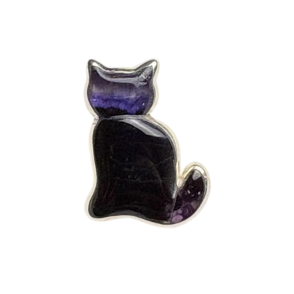Blue John and Sterling Silver Cat shaped Pendant