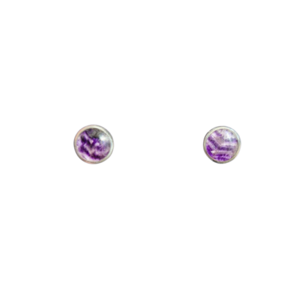 Small Sterling Silver and Blue John Plain Round Studs