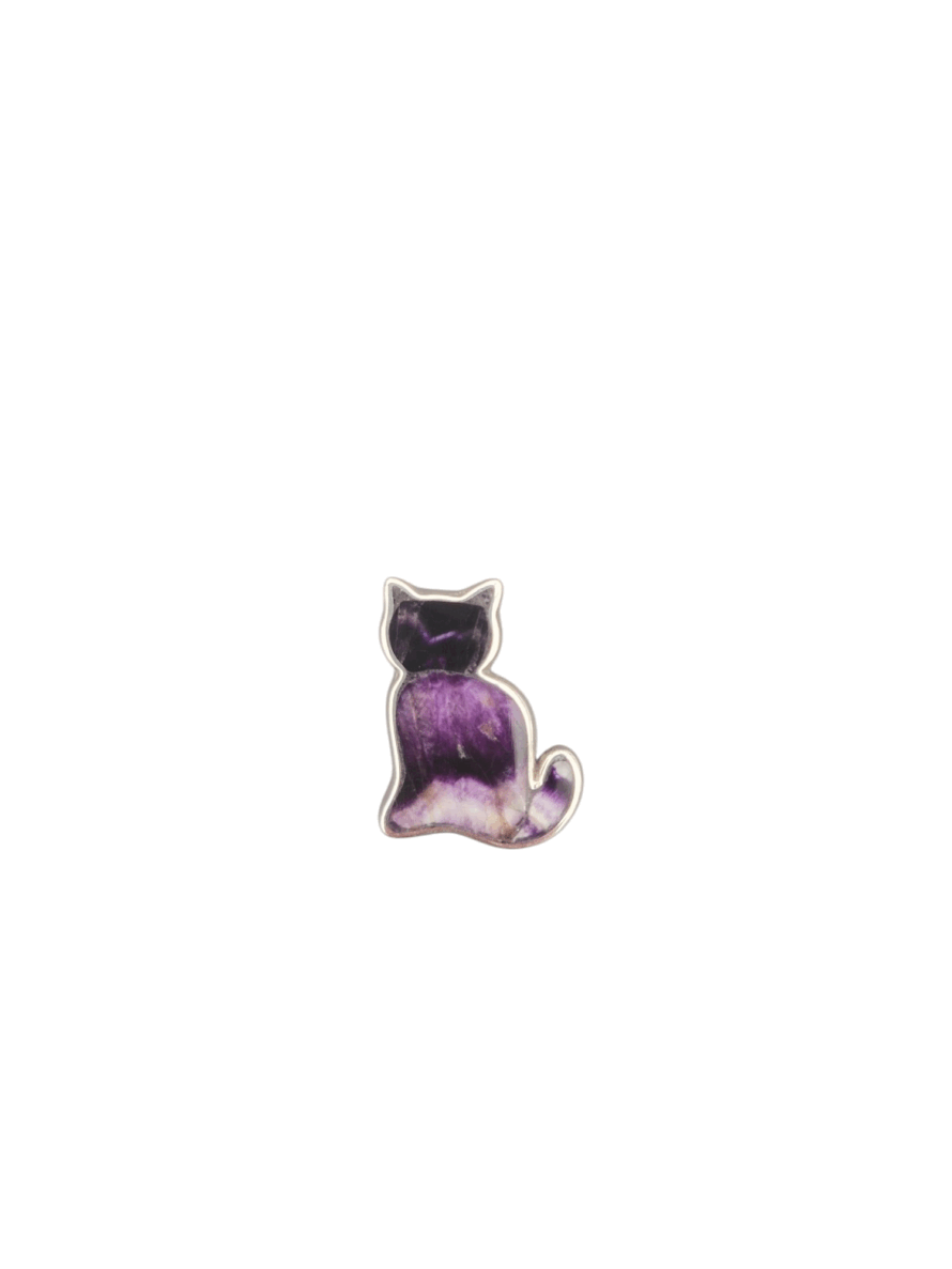 Blue John and Sterling Silver Cat shaped Pendant