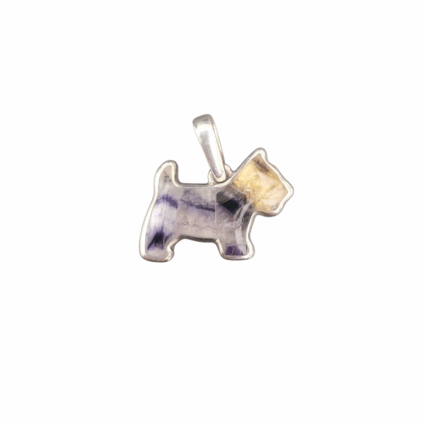 Blue John and Sterling Silver Dog shaped Pendant