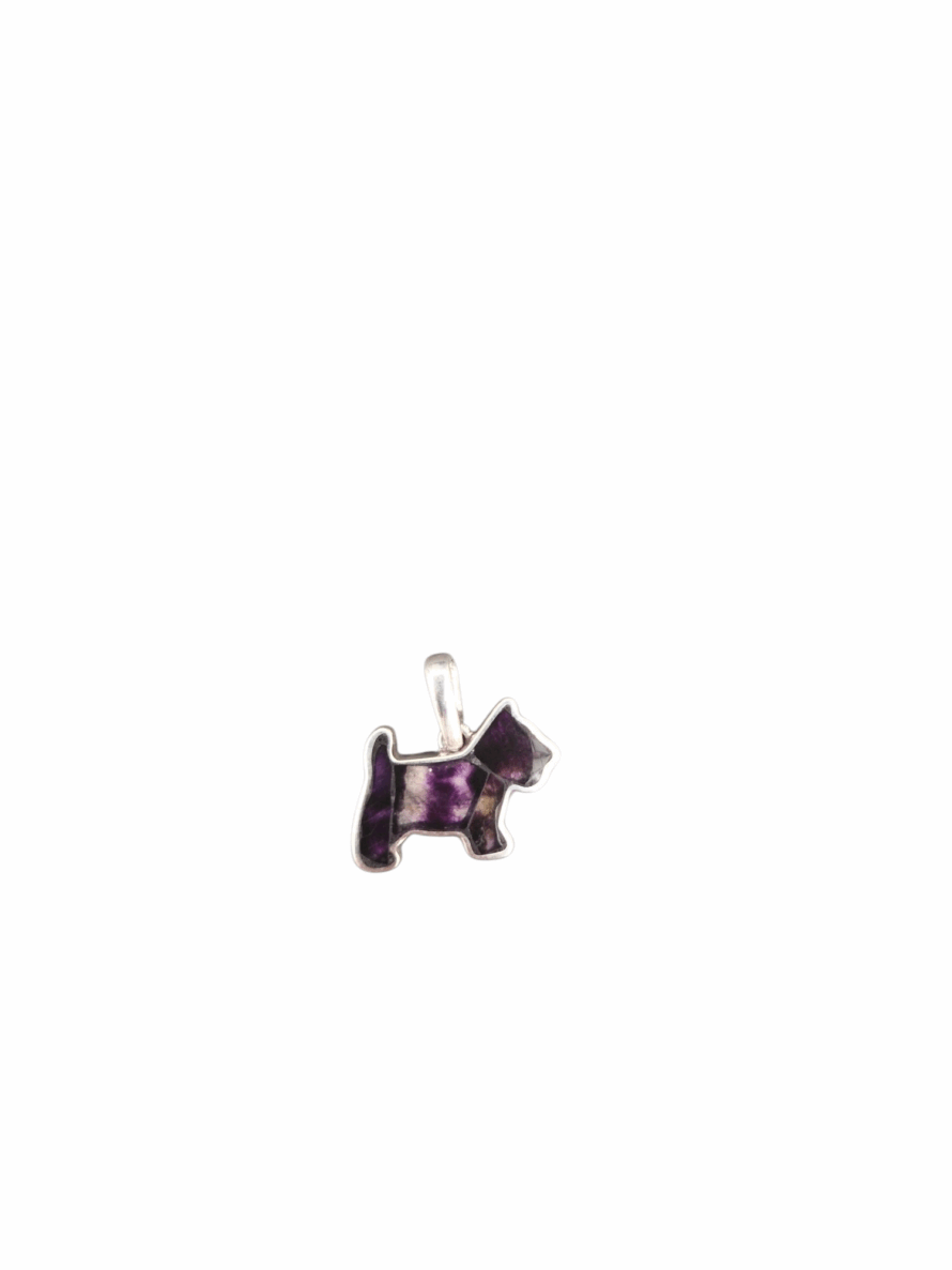 Blue John and Sterling Silver Dog shaped Pendant