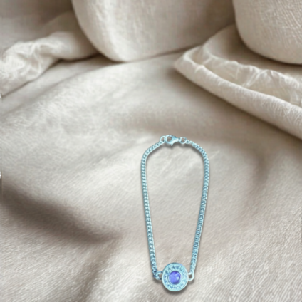 Blue John and Sterling Silver Bracelet with Cubic Zirconia