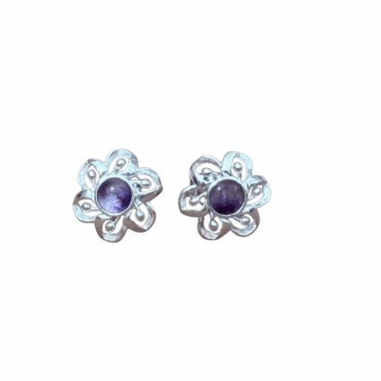 Blue John and Sterling Silver Flower Design Studs